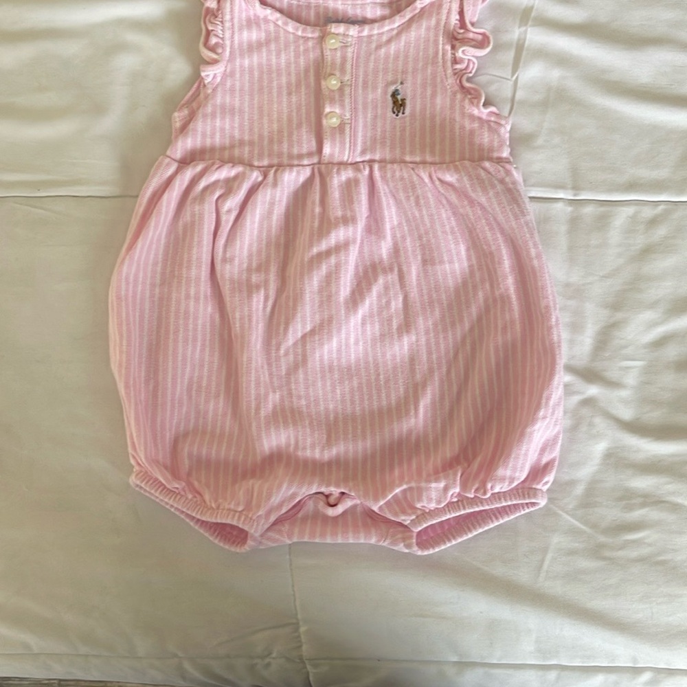 Polo Ralph Lauren Baby Girls Pink Striped Kids Romper